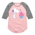 thumbnail image 1 of Peanuts - Snoopy Heart Cupcake - Youth Girls Raglan Tee, 1 of 6