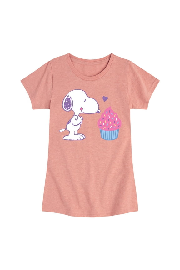 - Snoopy Heart Cupcake - Youth Girls Short Sleeve Tee