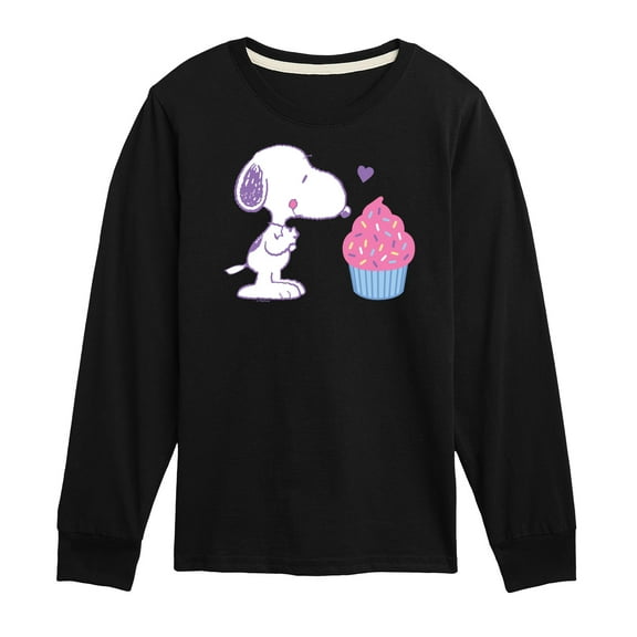 Peanuts - Snoopy Heart Cupcake - Youth Long Sleeve Tee
