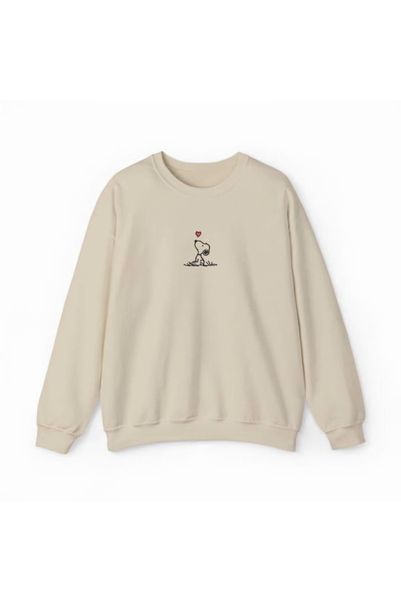 Peanuts Snoopy Heart Graphic Crewneck Pullover - Unisex Sweatshirt All Size