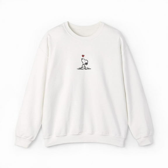 Peanuts Snoopy Heart Graphic Crewneck Pullover - Unisex Sweatshirt All Size