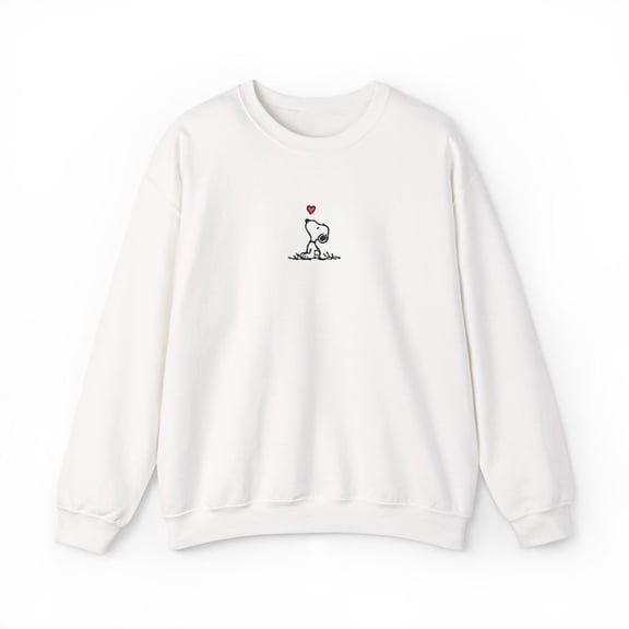 Peanuts Snoopy Heart Graphic Crewneck Pullover - Unisex Sweatshirt All Size