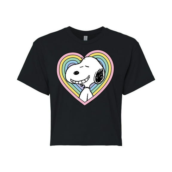 Peanuts - Snoopy Heart - Juniors Cropped Cotton Blend T-Shirt