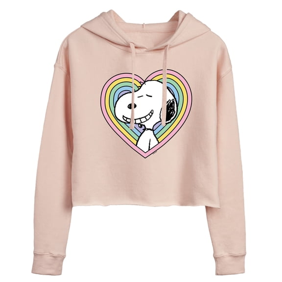 Peanuts - Snoopy Heart - Juniors Cropped Pullover Hoodie