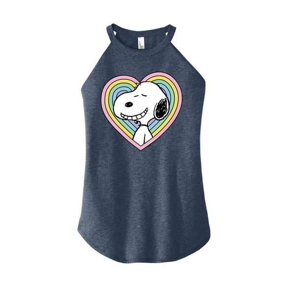 Peanuts - Snoopy Heart - Juniors High Neck Tank Top