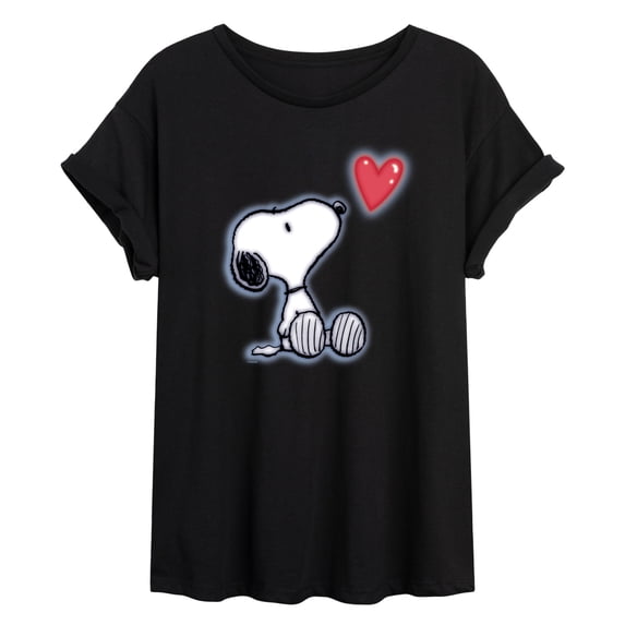 Peanuts - Snoopy Heart - Juniors Oversized Graphic T-Shirt