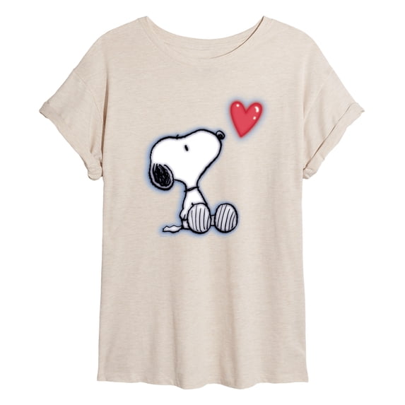 Peanuts - Snoopy Heart - Juniors Oversized Graphic T-Shirt