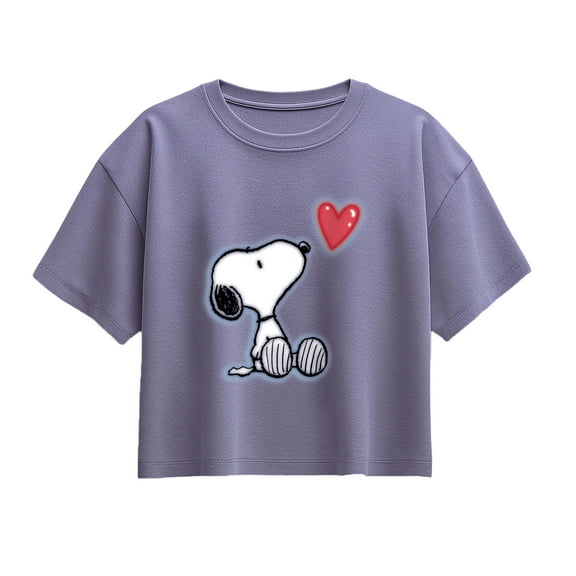 Peanuts - Snoopy Heart - Youth Girl Short Sleeve Boxy Tee