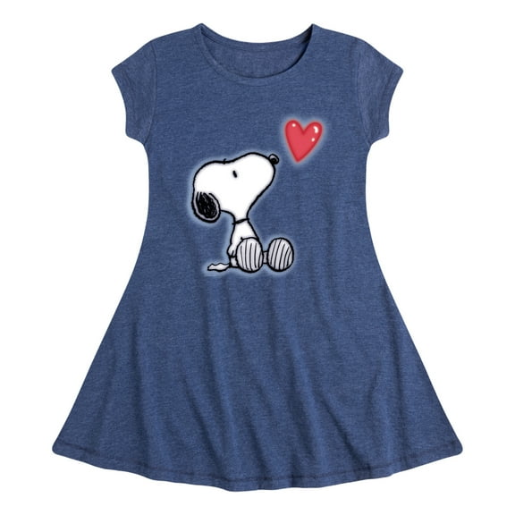 Peanuts - Snoopy Heart - Youth Girls Fit And Flare Short Sleeve Dress