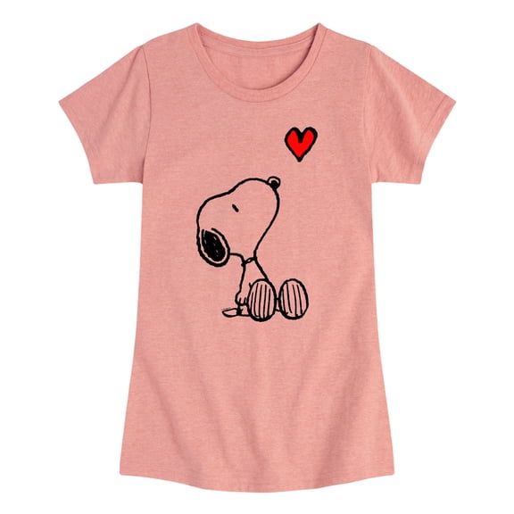 Peanuts - Snoopy Heart - Youth Girls Fitted Short Sleeve T-Shirt