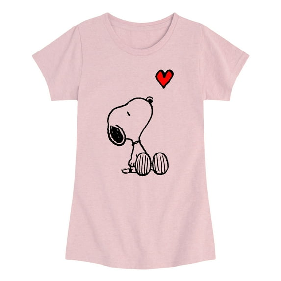 Peanuts - Snoopy Heart - Youth Girls Fitted Short Sleeve T-Shirt