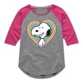 thumbnail image 1 of Peanuts - Snoopy Heart - Youth Girls Raglan Tee, 1 of 6