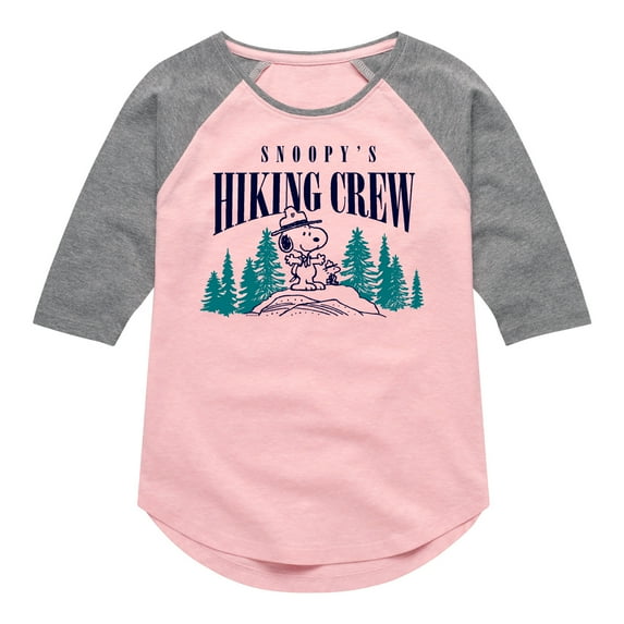 Peanuts - Snoopy Hiking Crew - Toddler & Youth Girls Raglan Graphic T-Shirt