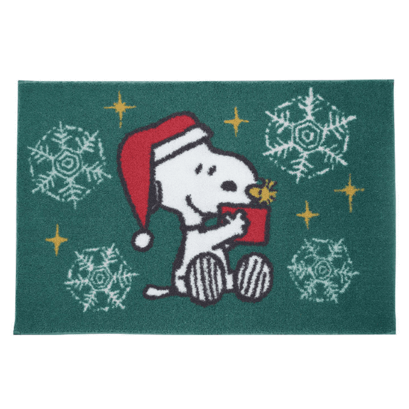 Peanuts Snoopy Holiday Bath Rug Christmas Decorative Mat 20" x 30" Green Non-Skid