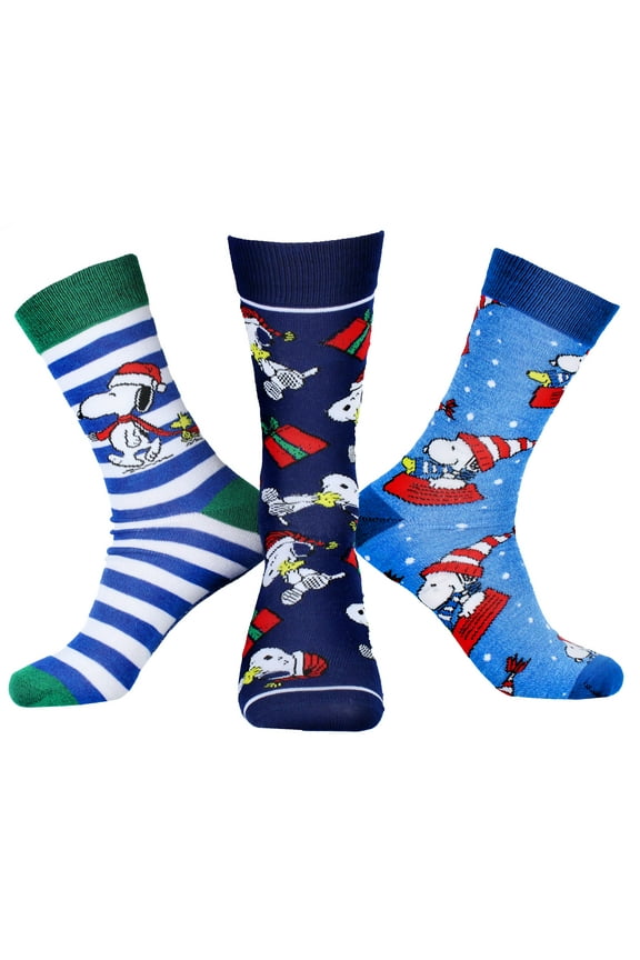 Peanuts Snoopy Holiday Themed 3 Pack Adult Crew Socks