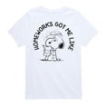 thumbnail image 1 of Peanuts - Snoopy Homeworks Got Me Like - Toddler And Youth Short Sleeve T-Shirt, 1 of 6