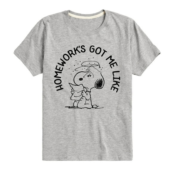 Peanuts - Snoopy Homeworks Got Me Like - Toddler And Youth Short Sleeve T-Shirt