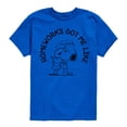 thumbnail image 1 of Peanuts - Snoopy Homeworks Got Me Like - Toddler And Youth Short Sleeve T-Shirt, 1 of 6