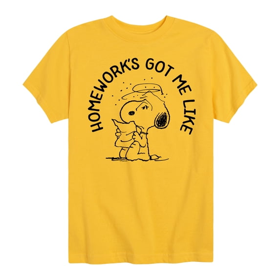 Peanuts - Snoopy Homeworks Got Me Like - Toddler And Youth Short Sleeve T-Shirt
