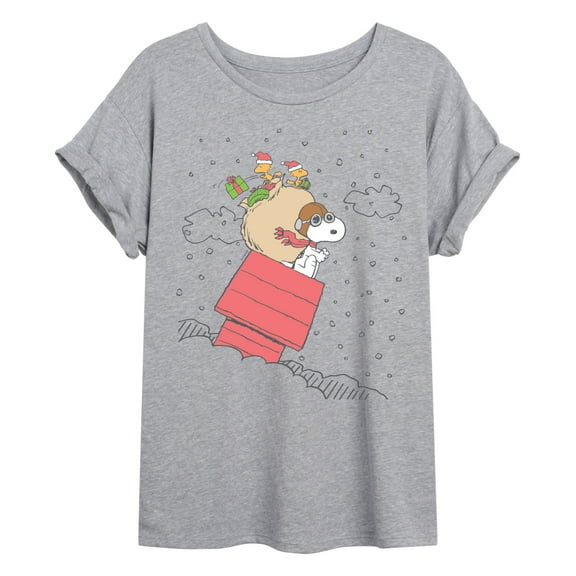 Peanuts - Snoopy House Sled Oversized - Womens Oversized Graphic T-Shirt
