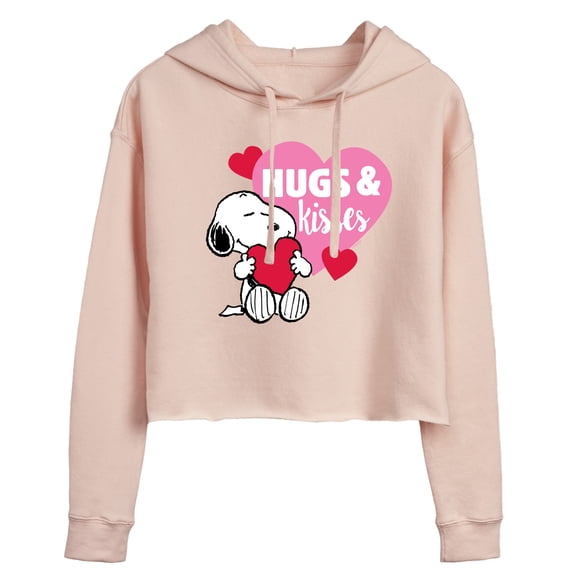 Peanuts - Snoopy Hugs And Kisses - Juniors Cropped Pullover Hoodie