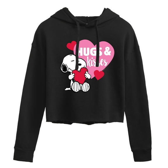 Peanuts - Snoopy Hugs And Kisses - Juniors Cropped Pullover Hoodie