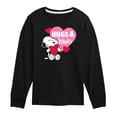 thumbnail image 1 of Peanuts - Snoopy Hugs And Kisses  - Toddler And Youth Long Sleeve Graphic T-Shirt, 1 of 6