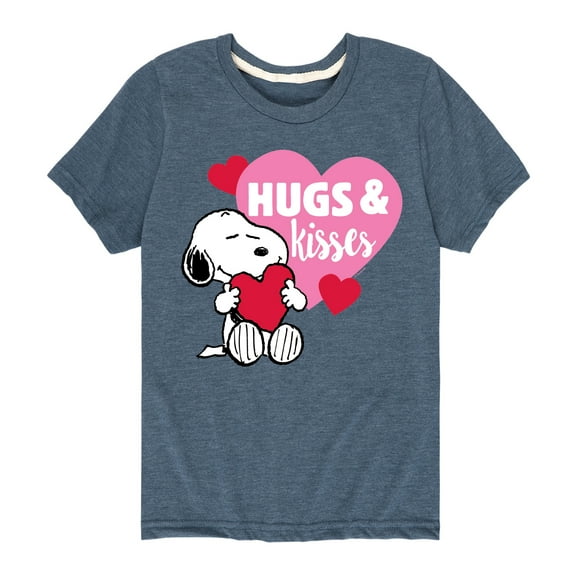 Peanuts - Snoopy Hugs And Kisses  - Toddler And Youth Short Sleeve Graphic T-Shirt