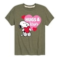 thumbnail image 1 of Peanuts - Snoopy Hugs And Kisses  - Toddler And Youth Short Sleeve Graphic T-Shirt, 1 of 6