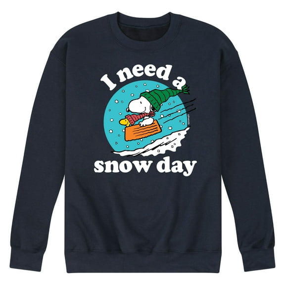 Peanuts - Snoopy I Need A Snow Day - Men's Crew Neck Fleece Pullover