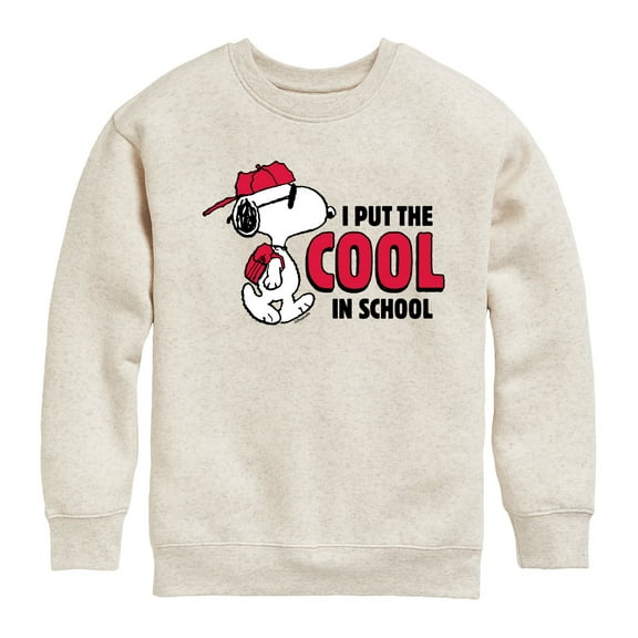 Peanuts - Snoopy - I Put the Cool in School - Toddler & Youth Crewneck Fleece Sweatshirt