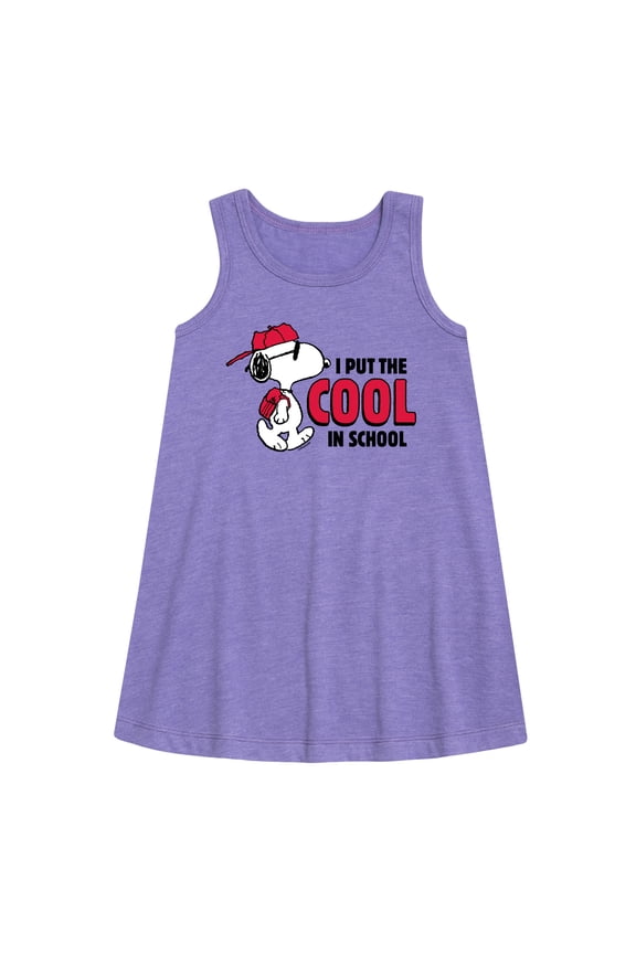 - Snoopy - I Put the Cool in School - Toddler & Youth Girls A-line Dress