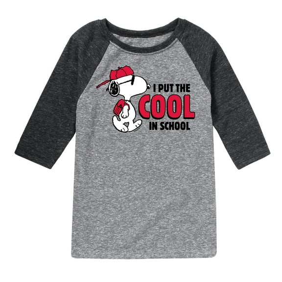 Peanuts - Snoopy - I Put the Cool in School - Toddler & Youth Raglan Graphic T-Shirt
