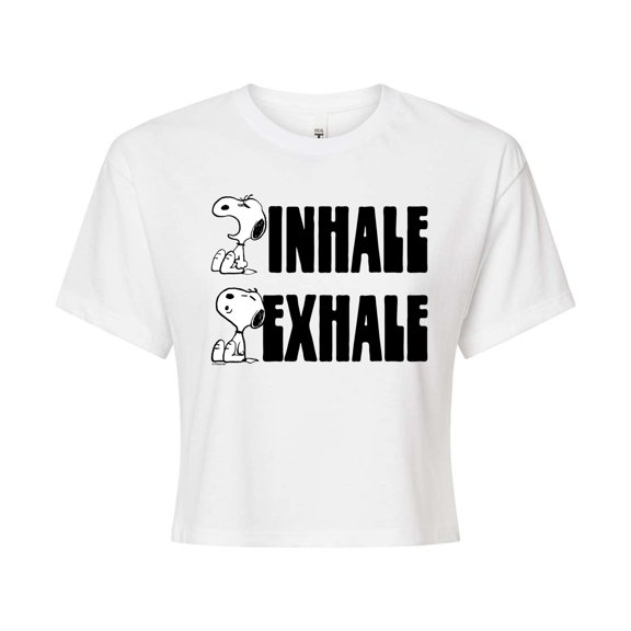 Peanuts - Snoopy Inhale Exhale - Juniors Cropped Cotton Blend T-Shirt