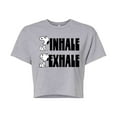 thumbnail image 1 of Peanuts - Snoopy Inhale Exhale - Juniors Cropped Cotton Blend T-Shirt, 1 of 6