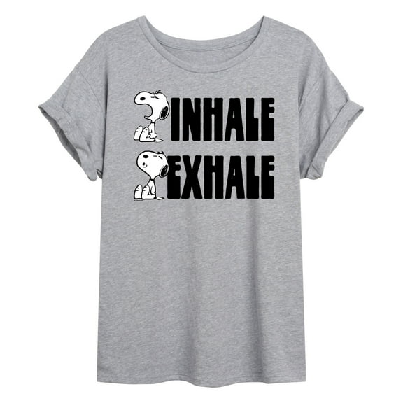 Peanuts - Snoopy Inhale Exhale - Juniors Ideal Flowy Muscle T-Shirt