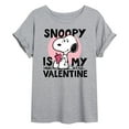thumbnail image 1 of Peanuts - Snoopy Is My Valentine - Juniors Oversized Graphic T-Shirt, 1 of 5
