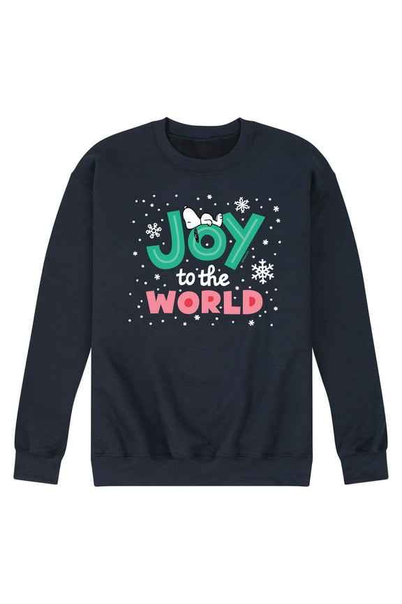 - Snoopy Joy To The World - Men's Crew Neck Fleece Pullover