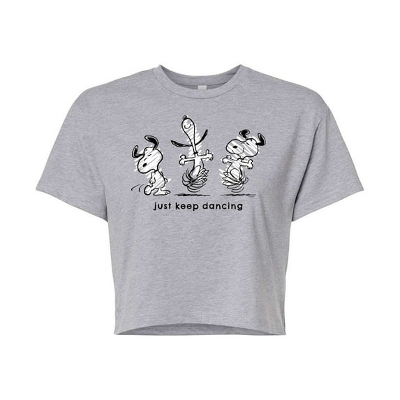 Peanuts - Snoopy Just Keep Dancing - Juniors Cropped Cotton Blend T-Shirt
