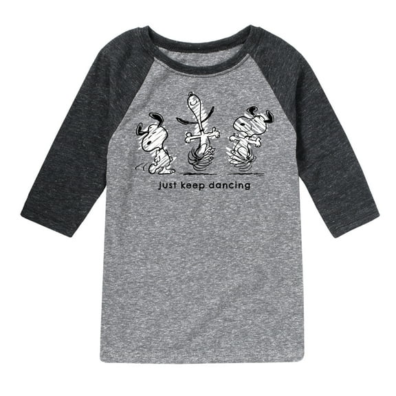 Peanuts - Snoopy Just Keep Dancing - Youth Raglan Tee
