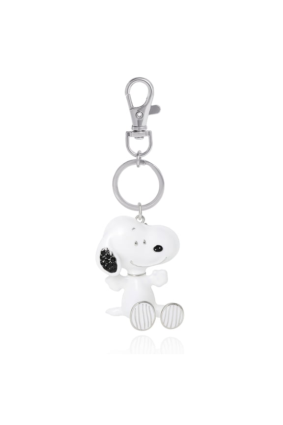 Snoopy Keychain and Bag Charm Official License, Silver Tone and White Enamel Keychain Purse Charm