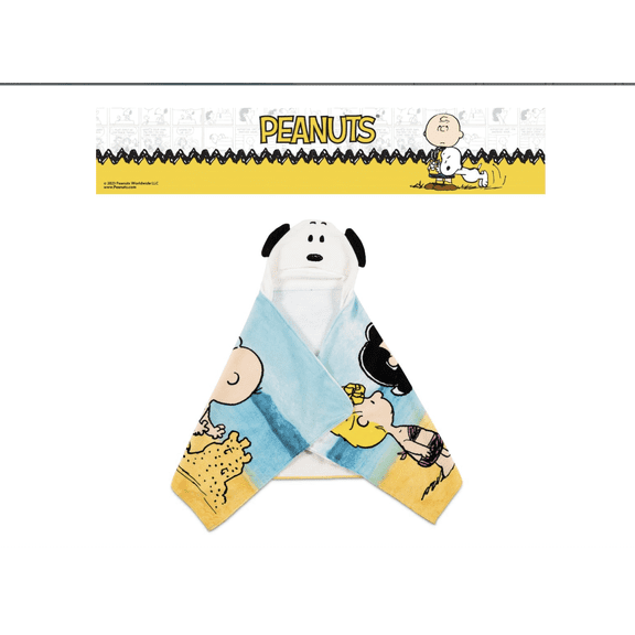 Peanuts Snoopy Kids Super Soft Bath/Pool/Beach Soft Cotton Terry Hooded Towel Wrap, 24 in x 50 in, (Officially Licensed Product) by Franco