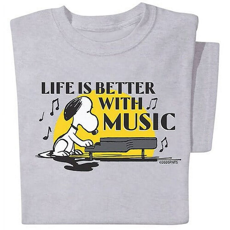 Peanuts Snoopy Life Is Better With Music T-Shirt-Unisex-X-Large