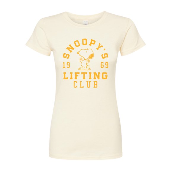 Peanuts - Snoopy Lifting Club - Juniors Fitted Graphic T-Shirt