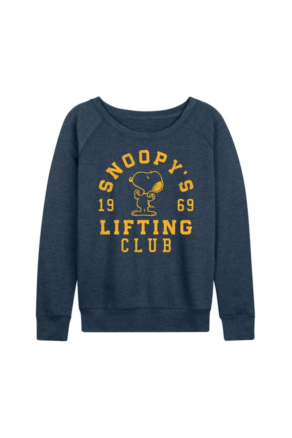 - Snoopy Lifting Club - Women's French Terry Pullover Long Sleeve Shirt