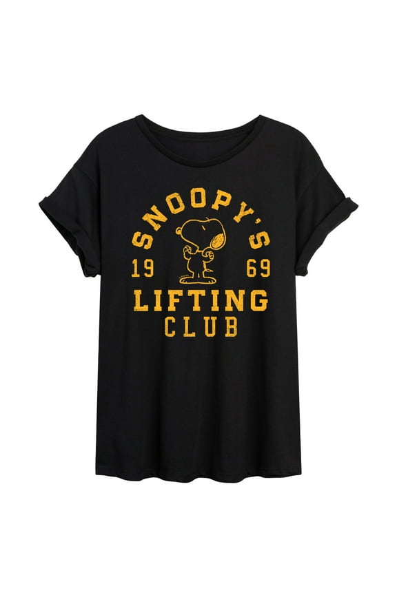 - Snoopy Lifting Club - Women's Oversized Graphic T-Shirt
