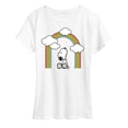 thumbnail image 1 of Peanuts - Snoopy Looking Up Rainbow - Ladies Short Sleeve Classic Fit Tee, 1 of 6