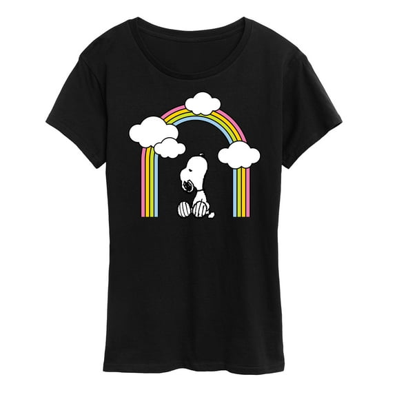Peanuts - Snoopy Looking Up Rainbow - Ladies Short Sleeve Classic Fit Tee