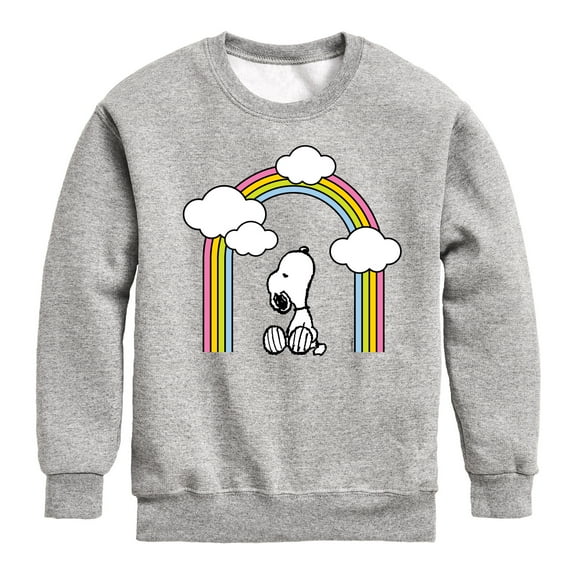 Peanuts - Snoopy Looking Up Rainbow - Toddler & Youth Crewneck Fleece Sweatshirt