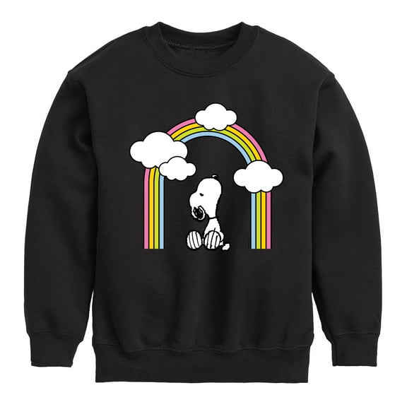 Peanuts - Snoopy Looking Up Rainbow - Toddler & Youth Crewneck Fleece Sweatshirt